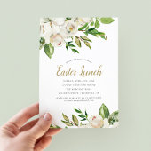 Gilded Blooms Easter Lunch Invitation Kaart