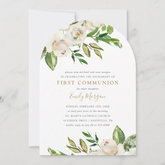 Gilded Blooms First Community Invitation Kaart (Voorkant)