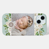 Gilded Blooms Mint | Monogrammfoonfoto Case-Mate iPhone Case (Achterkant (horizontaal))