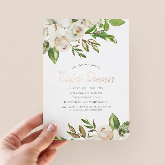 Gilded Blooms Pasen Diner Folie Uitnodiging