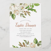 Gilded Blooms Pasen Diner Folie Uitnodiging (Voorkant)