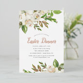 Gilded Blooms Pasen Diner Folie Uitnodiging (Staand Voorkant)