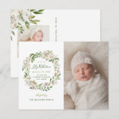 Gilded Blooms Photo Birth Announcement Briefkaart (Voorkant / Achterkant)