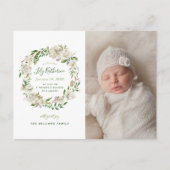 Gilded Blooms Photo Birth Announcement Briefkaart (Voorkant)