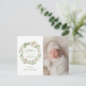 Gilded Blooms Photo Birth Announcement Briefkaart (Staand voorkant)