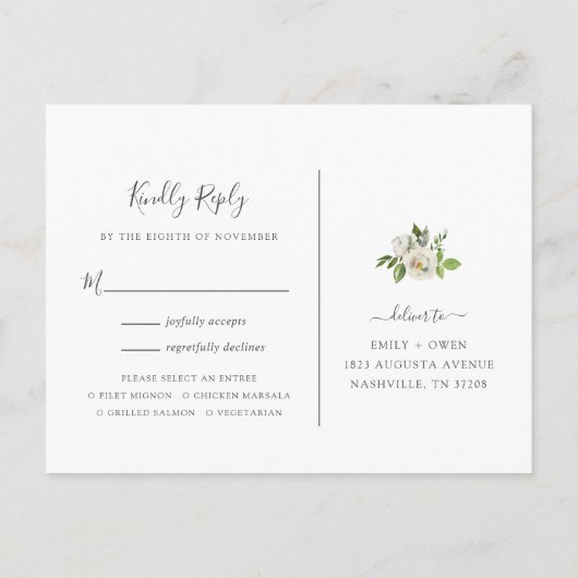 Gilded Blooms RSVP-Briefkaart met maaltijdkeuze Uitnodiging Briefkaart (Achterkant)