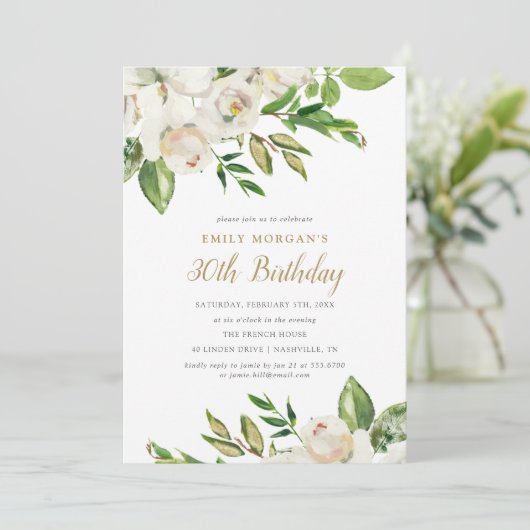 Gilded Blooms Uitnodiging voor verjaardagsfeest (Staand voorkant)