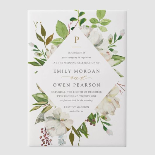 Gilded Blooms Wedding Vellum Uitnodigingen (Voorkant)