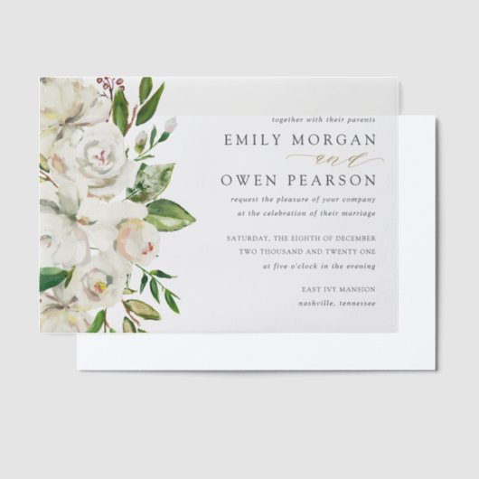 Gilded Blooms Wedding Vellum Uitnodigingen (Offset)