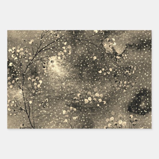 Gilded Bronze Winter Dusk Sky Gold Snowfall Inpakpapier Vel (Voorkant)
