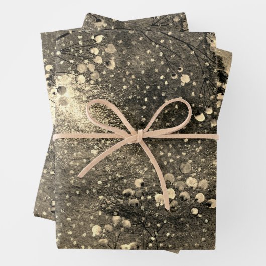 Gilded Bronze Winter Dusk Sky Gold Snowfall Inpakpapier Vel (In situ)