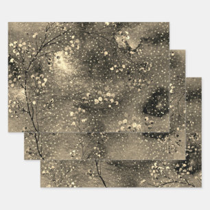 Gilded Bronze Winter Dusk Sky Gold Snowfall Inpakpapier Vel