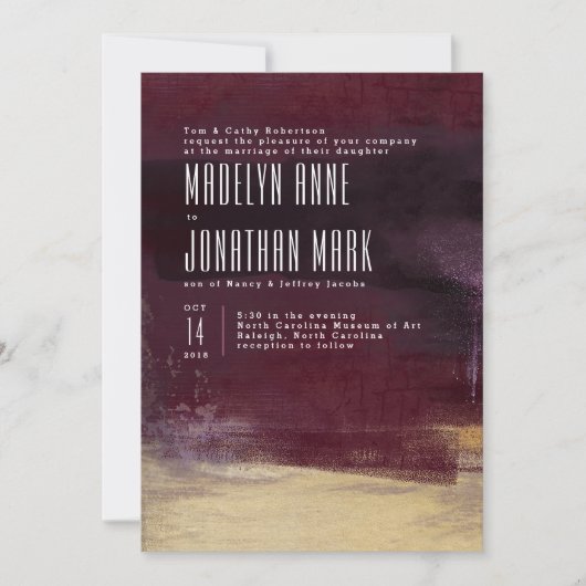 Gilded Brush Wedding Invitation & Matching Suite Kaart (Voorkant)