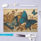 Gilded Butterfly Gold en Blue Decoupage Tissuepapier (Craft)