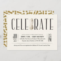 Gilded Celebrate The Peanut Baby shower Invitation