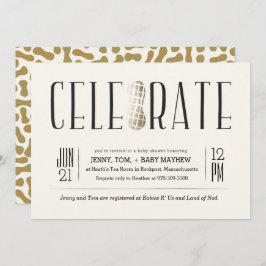 Gilded Celebrate The Peanut Baby shower Invitation Kaart