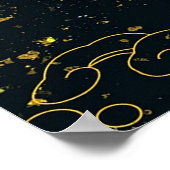 Gilded Chinese Black Gold Peacock Line Drawing Poster (Hoek)