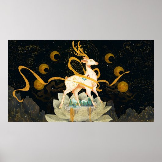 Gilded Chinese Nine Color Deer Poster (Voorkant)