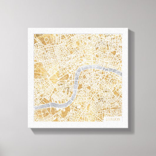 Gilded City Map of London Canvas Afdruk (Voorkant)