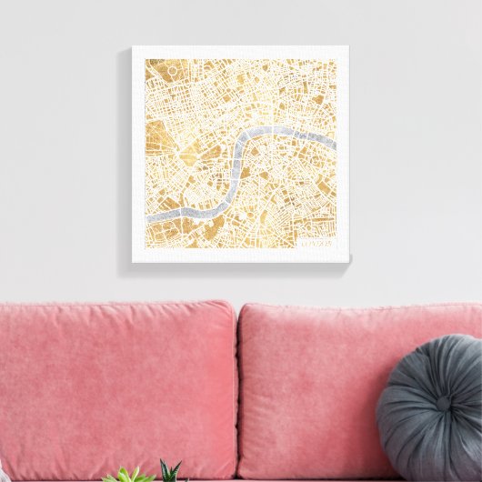 Gilded City Map of London Canvas Afdruk (Insitu (Woonkamer))