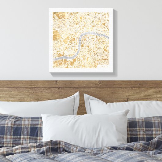 Gilded City Map of London Canvas Afdruk (Insitu (Slaapkamer))