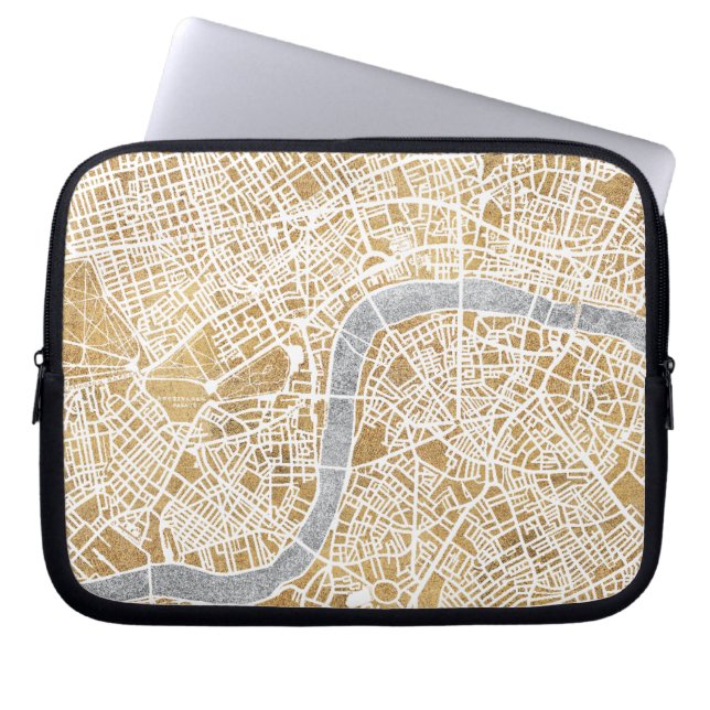 Gilded City Map of London Laptop Sleeve (Voorkant)