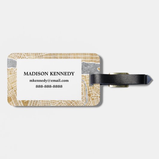 Gilded City Map of New York Bagagelabel (Achterkant horizontaal)