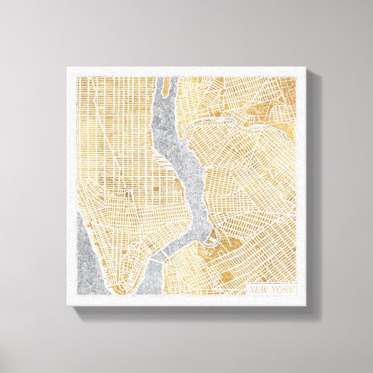 Gilded City Map of New York Canvas Afdruk (Voorkant)