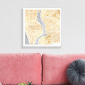 Gilded City Map of New York Canvas Afdruk (Insitu (Woonkamer))