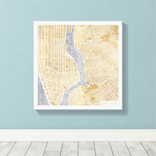 Gilded City Map of New York Canvas Afdruk (Insitu (Houten vloer))