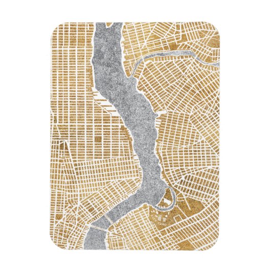 Gilded City Map of New York Magneet (Verticaal)