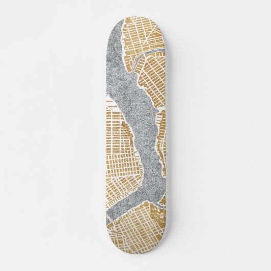 Gilded City Map of New York Persoonlijk Skateboard (Voorkant)