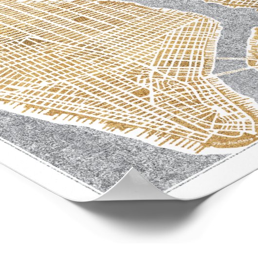 Gilded City Map of New York Poster (Hoek)