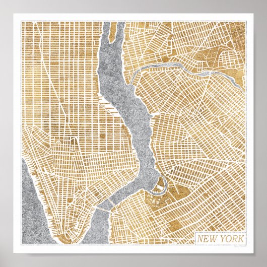 Gilded City Map of New York Poster (Voorkant)