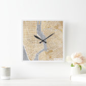 Gilded City Map of New York Vierkante Klok (Huis)