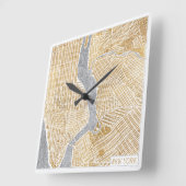 Gilded City Map of New York Vierkante Klok (Hoek)