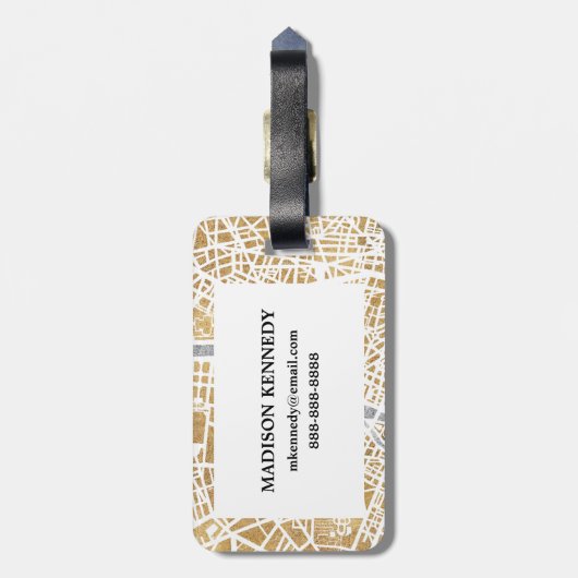 Gilded City Map of Paris Bagagelabel (Achterkant verticaal)