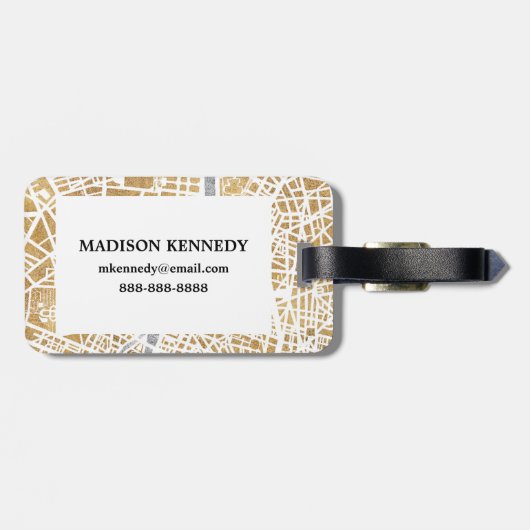 Gilded City Map of Paris Bagagelabel (Achterkant horizontaal)