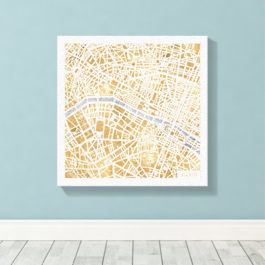 Gilded City Map of Paris Canvas Afdruk (Insitu (Houten vloer))