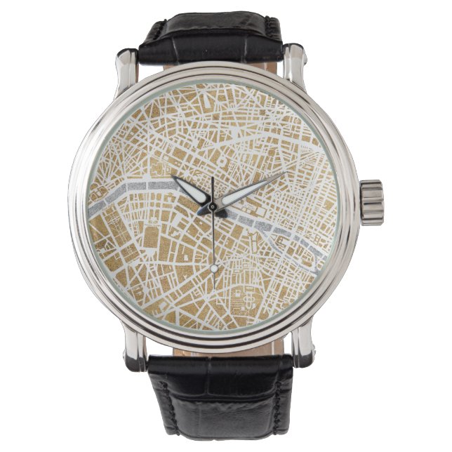Gilded City Map of Paris Horloge (Voorkant)