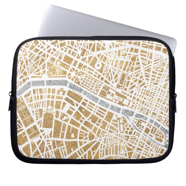 Gilded City Map of Paris Laptop Sleeve (Voorkant)