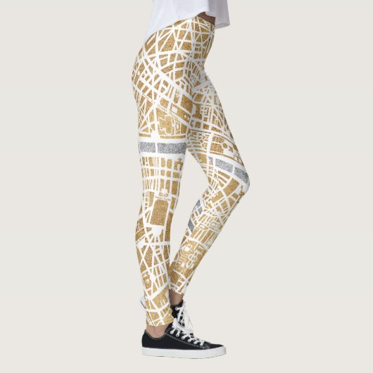 Gilded City Map of Paris Leggings (Rechts)