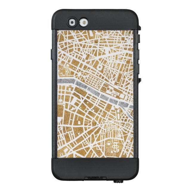 Gilded City Map of Paris LifeProof iPhone Hoesje (Achterkant)