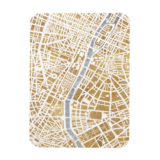 Gilded City Map of Paris Magneet (Verticaal)