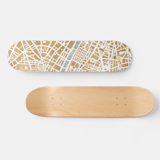 Gilded City Map of Paris Persoonlijk Skateboard (Horizontaal)