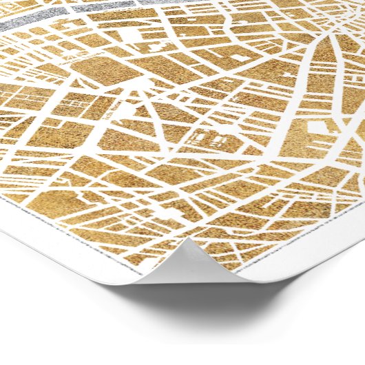 Gilded City Map of Paris Poster (Hoek)