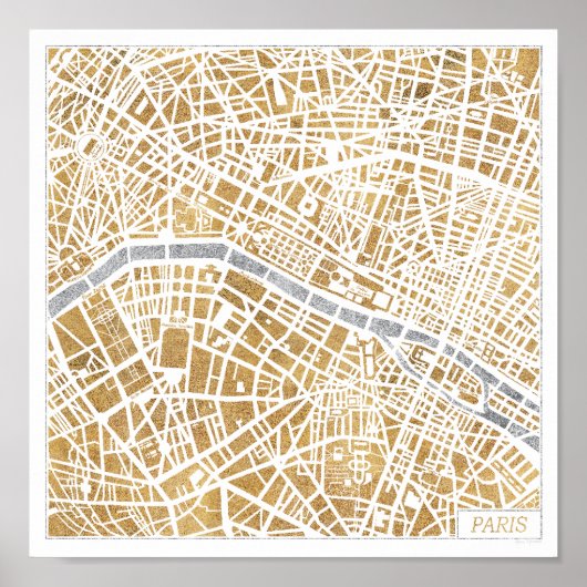 Gilded City Map of Paris Poster (Voorkant)