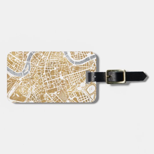 Gilded City Map of Rome Bagagelabel (Voorkant horizontaal)