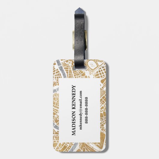 Gilded City Map of Rome Bagagelabel (Achterkant verticaal)