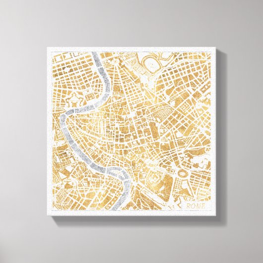 Gilded City Map of Rome Canvas Afdruk (Voorkant)
